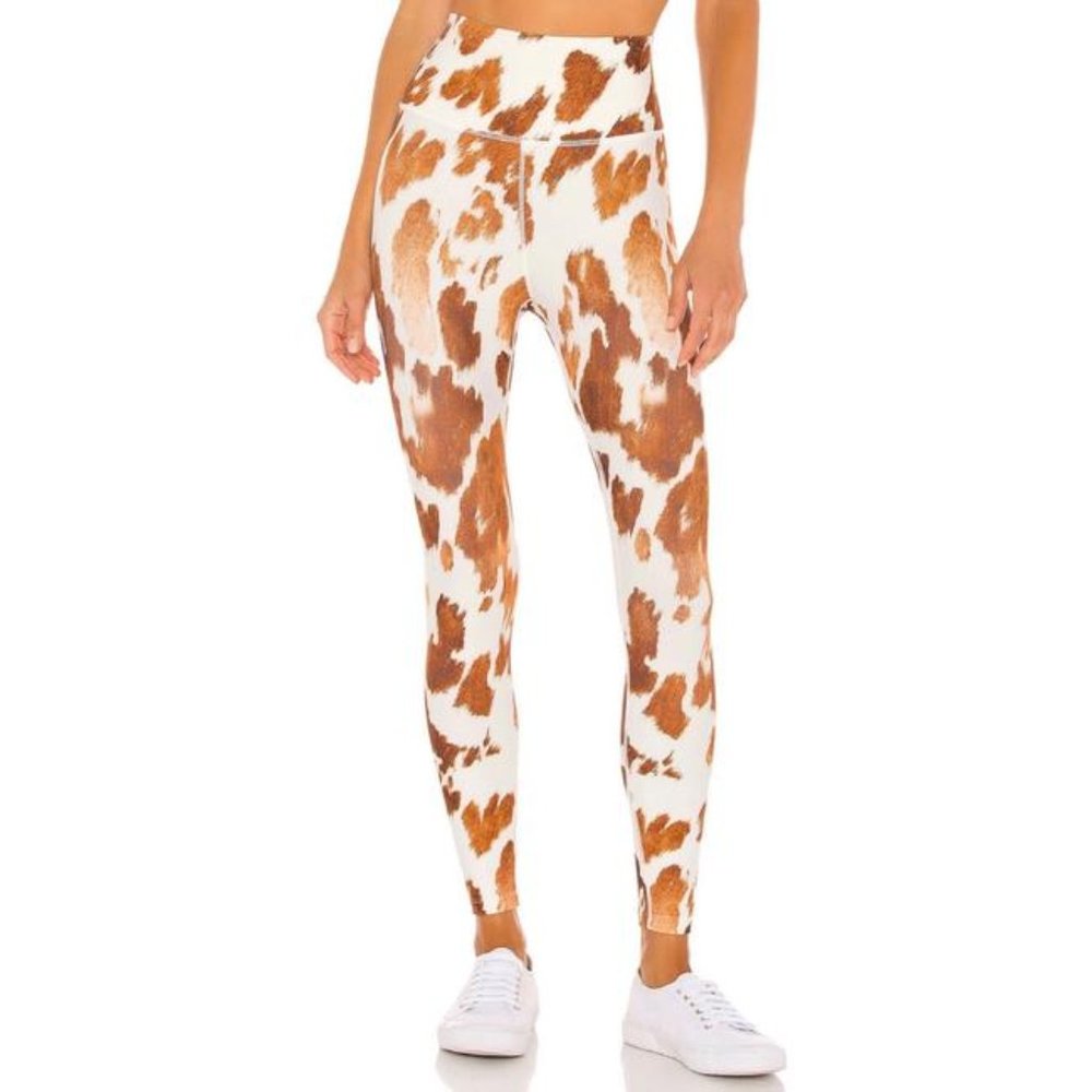 WeWoreWhat Brown Cow Print High Waist leggings Size XS